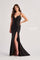 Prom Dresses Long Ruched Slit Formal Evening Prom Dress Black