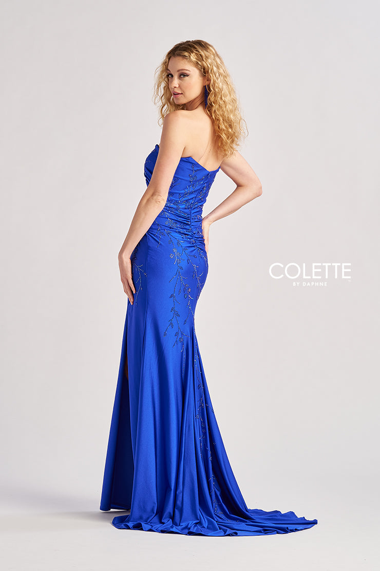 Prom Dresses Beaded Long Mermaid Formal Slit Prom Dress Royal Blue