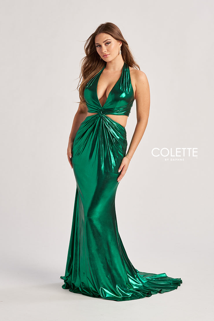 Colette by Daphne CL8505 Prom Fitted Long Metallic Formal Dress