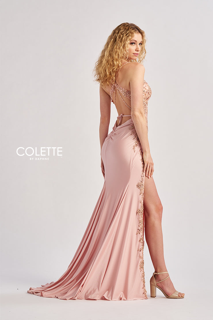 Prom Dresses Mermaid Fit Long Formal Lace Applique Prom Dress Rose Gold