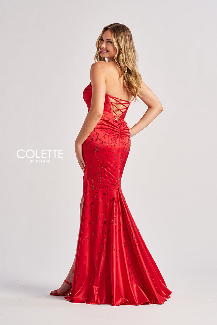 Prom Dresses Mermaid Formal Slit Long Prom Dress Scarlet