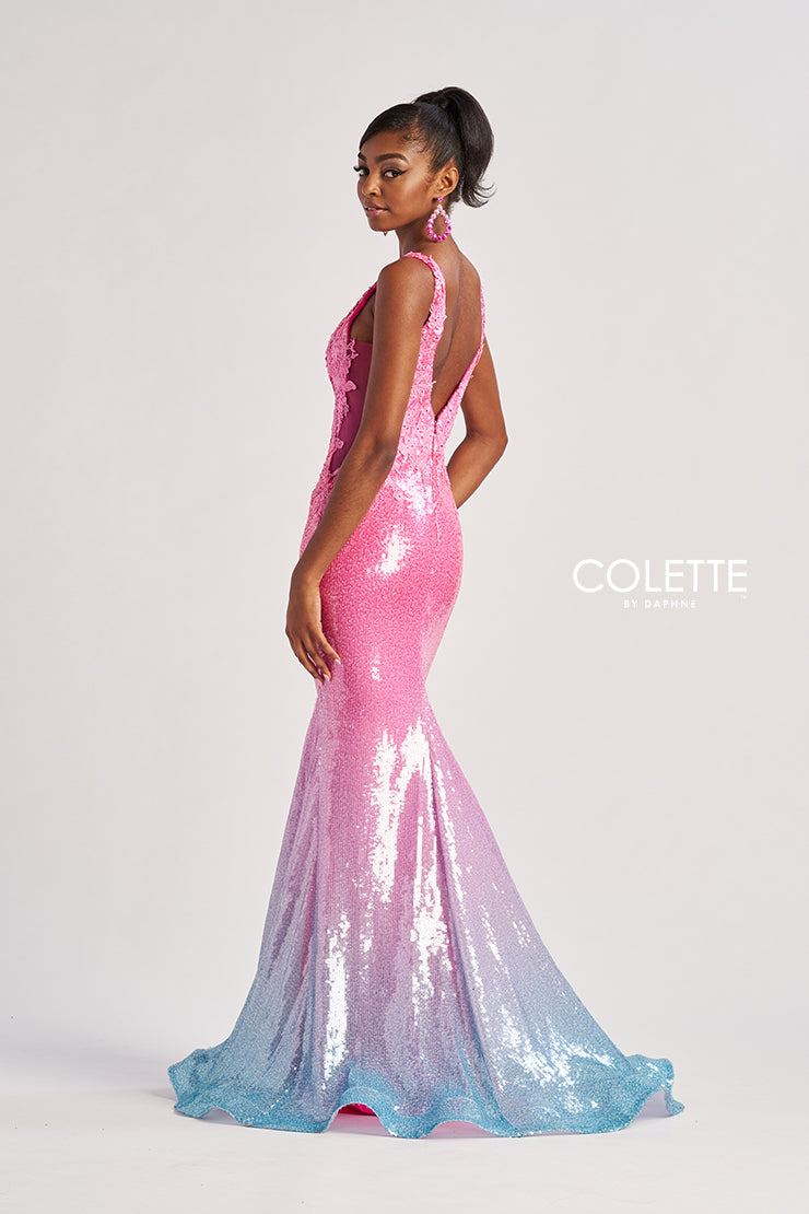 Colette by Daphne CL8605 Long Formal Mermaid Ombre Sequin Prom Dress