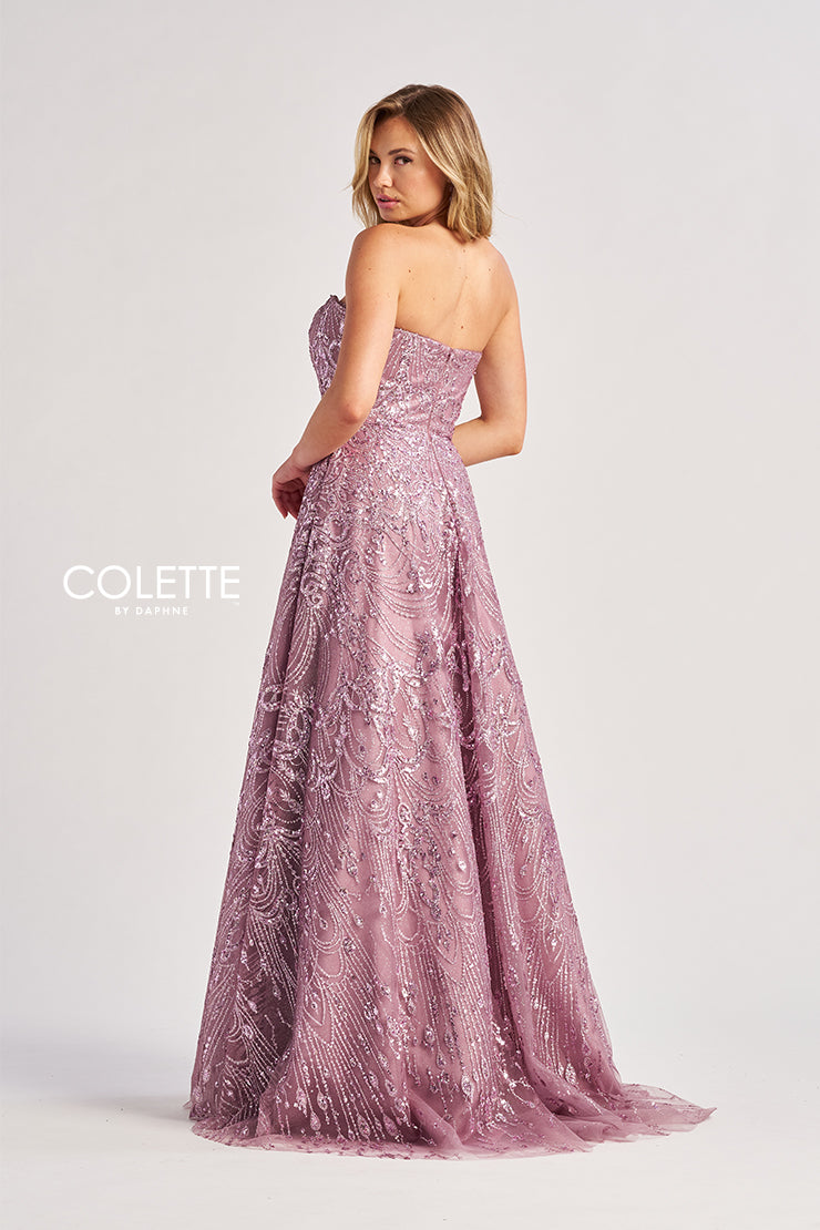 Colette by Daphne CL8625 A Line Long Formal Glitter Prom Dress