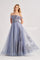 Prom Dresses Glitter Long Formal A Line Prom Dress Dusty Blue