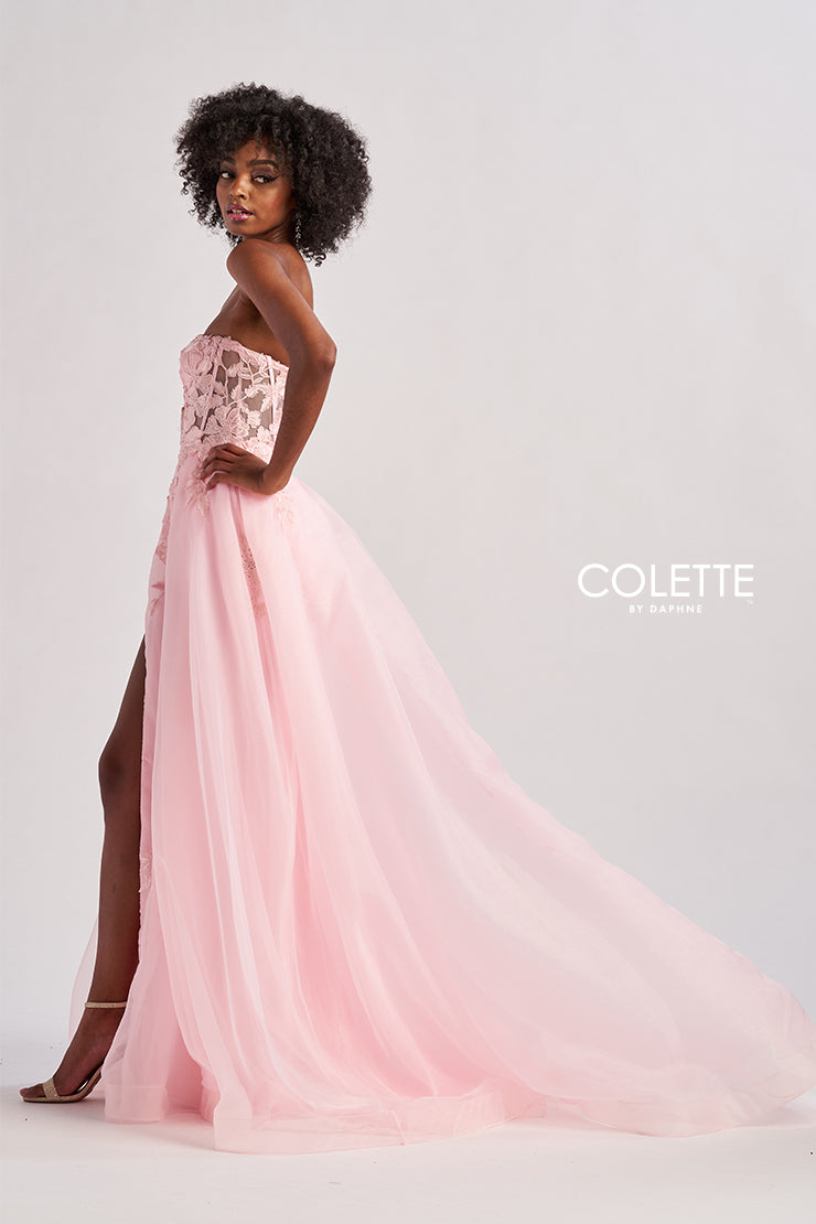 Colette by Daphne CL8660 A Line Formal Lace Applique Prom Dress
