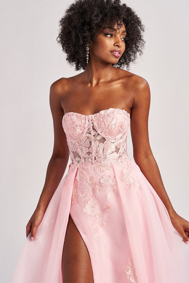 Colette by Daphne CL8660 A Line Formal Lace Applique Prom Dress