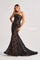 Prom Dresses Long Formal Glitter Lace Mermaid Prom Dress Black/Nude