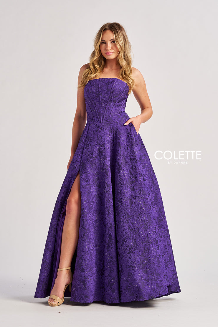 Colette by Daphne 8675 ball Gown Long Formal Beaded Prom Dress - Fuchsia / 00 Colette by Daphne 8675 ball Gown Long Formal Beaded Prom Dress - Fuchsia / 00