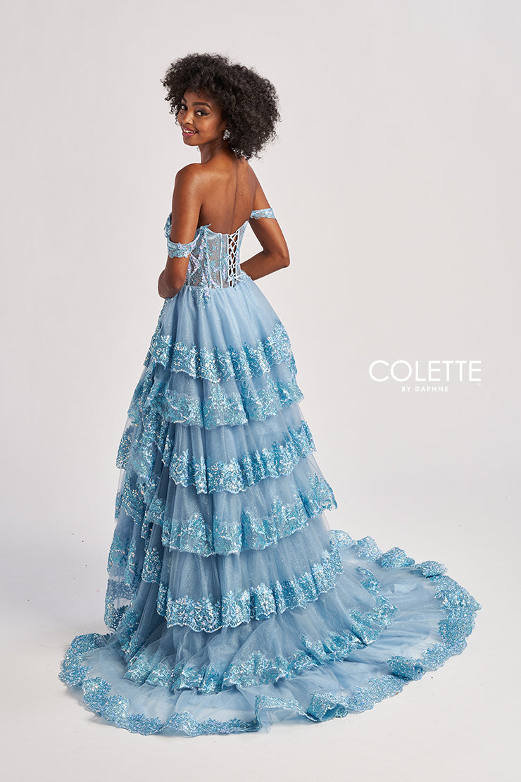 Colette by Daphne CL8690 Long Formal A Line Tiered Prom Dress