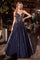 Prom Dresses Long Ball Gown Beaded Corset Prom Dress Navy