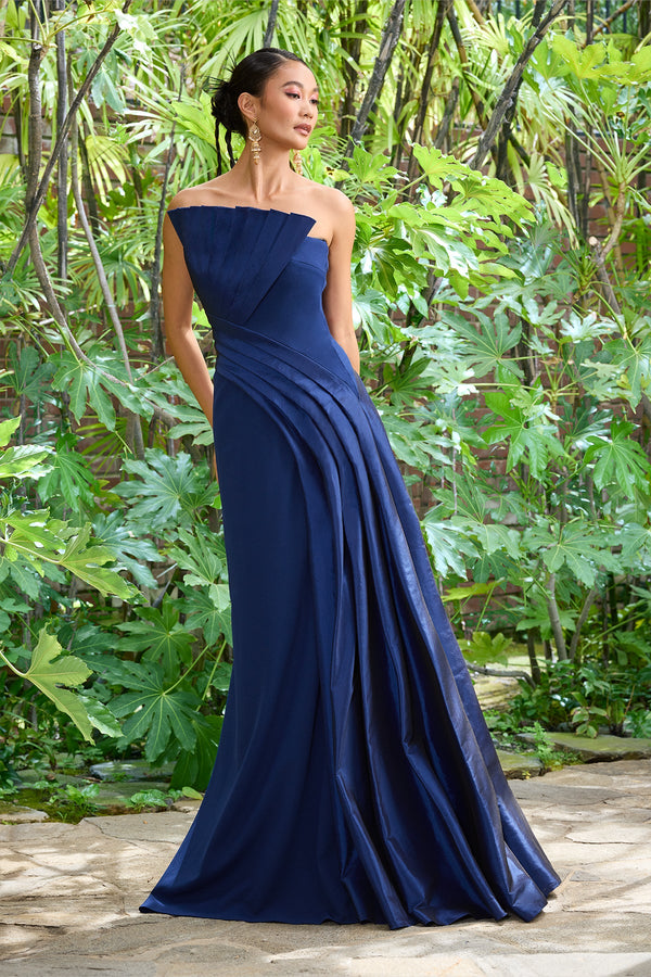 Strapless Straight Neck Floor-Length Satin Prom Mermaid Tadashi Shoji CY26143L