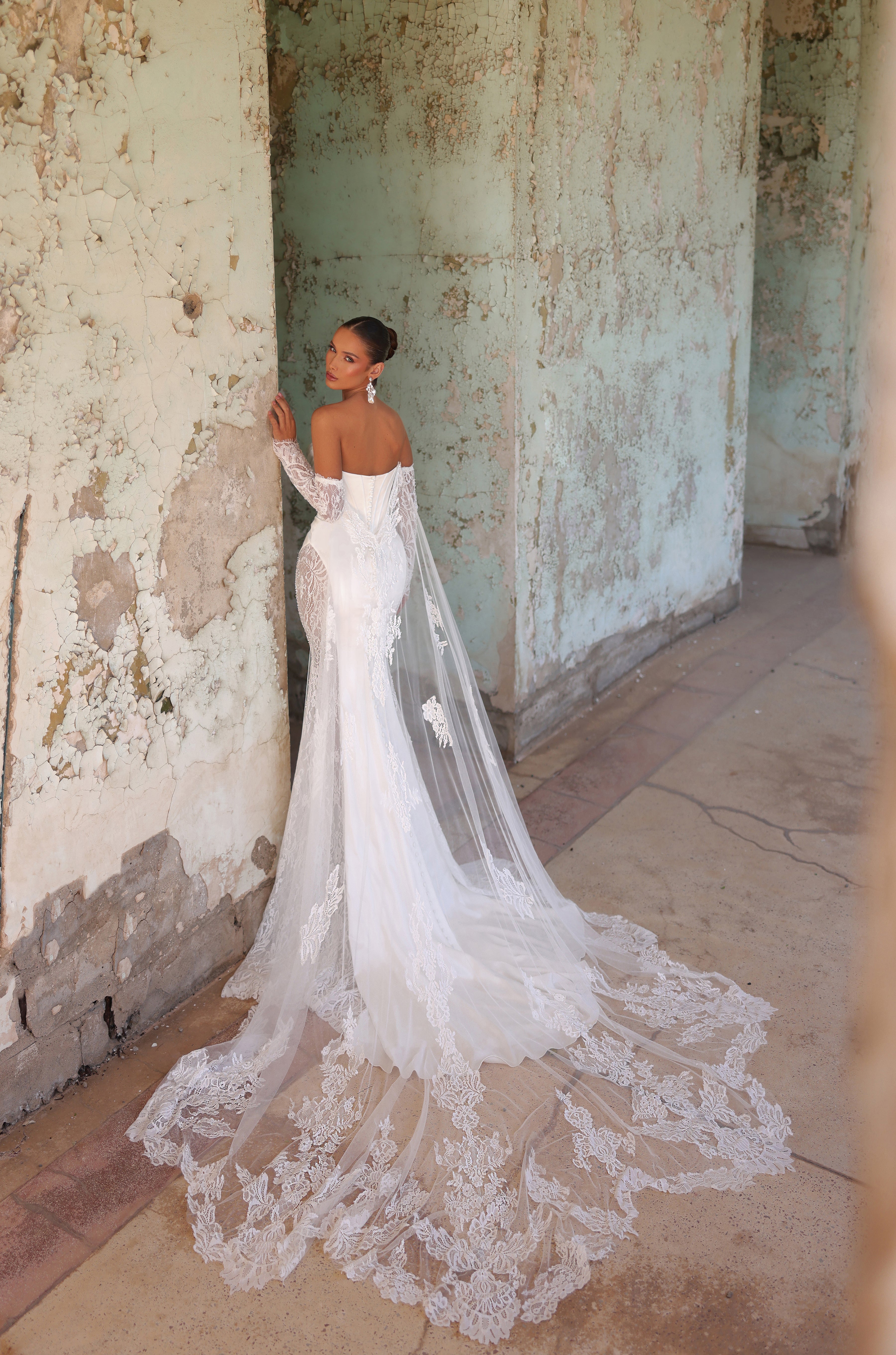 Wedding Dresses Long Fitted Lace Wedding Dress Amarra 89143 Ivory