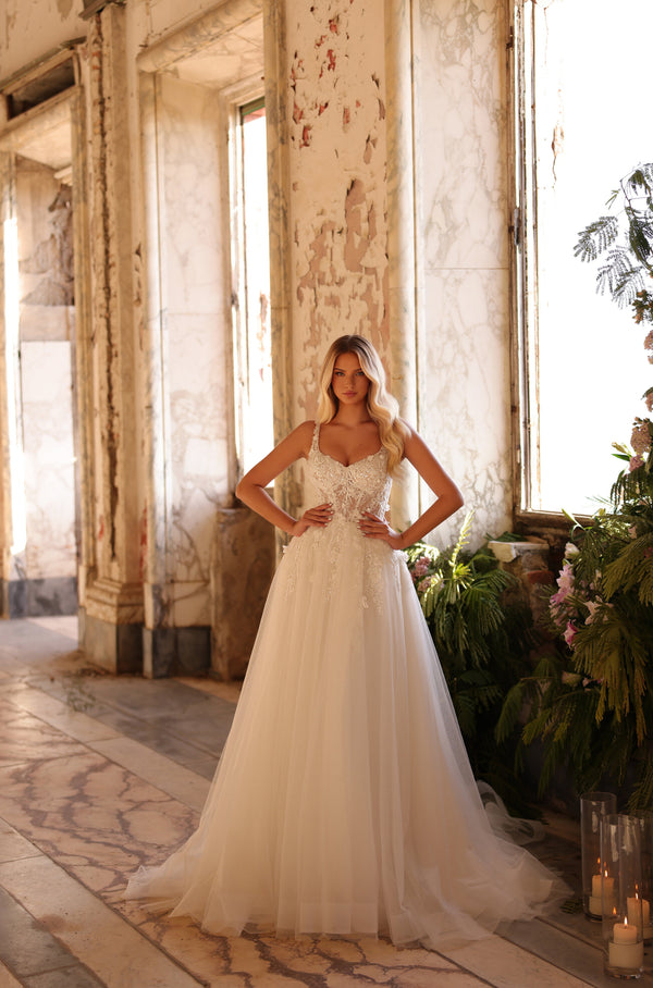Amarra 44020 A Line Long Corset Wedding Dress