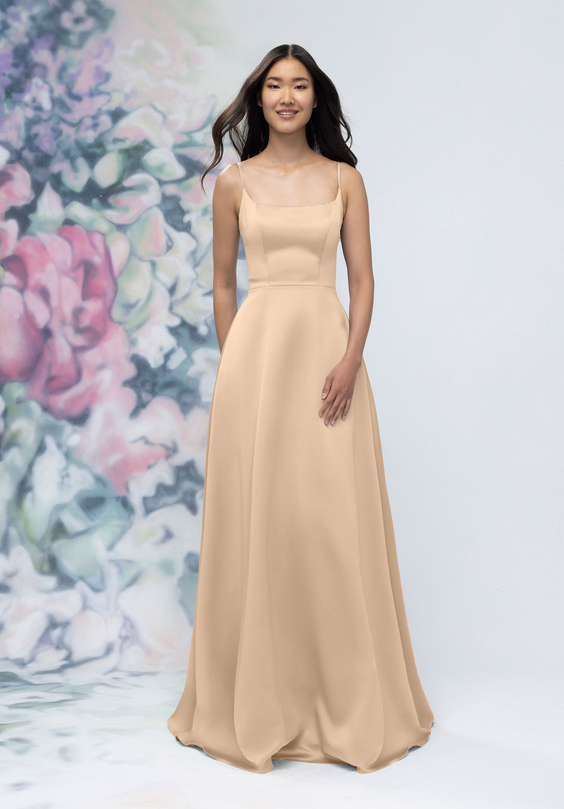 Formal Dresses A Line Long Formal Dress Champagne-Satin-3030017-A Line
