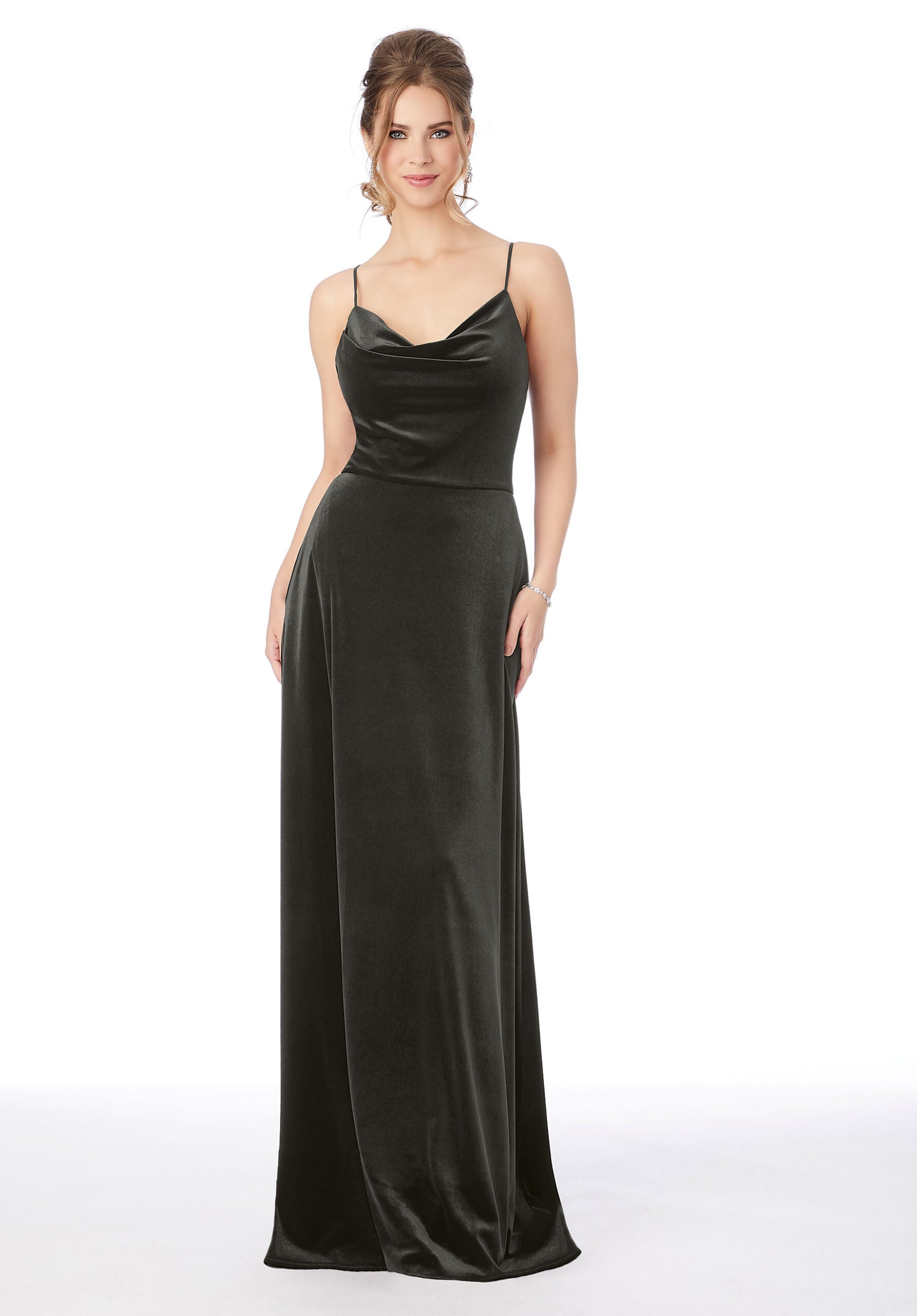 Formal Dresses A Line Velvet Long Formal Dress Charcoal-Velvet-21685-Cowl