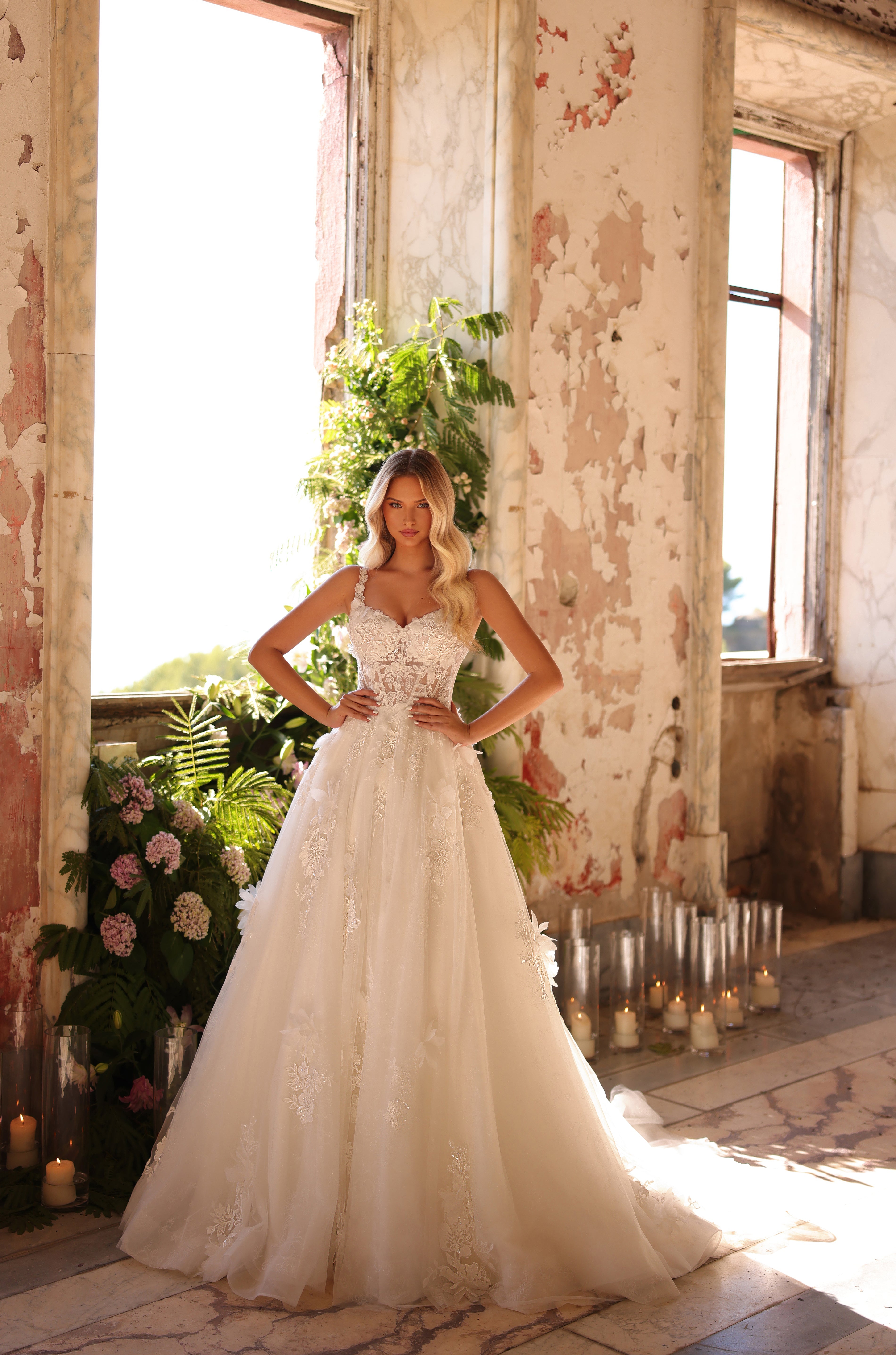 Wedding Dresses Long Bridal Gown A Line Lace Wedding Dress Ivory/Ivory