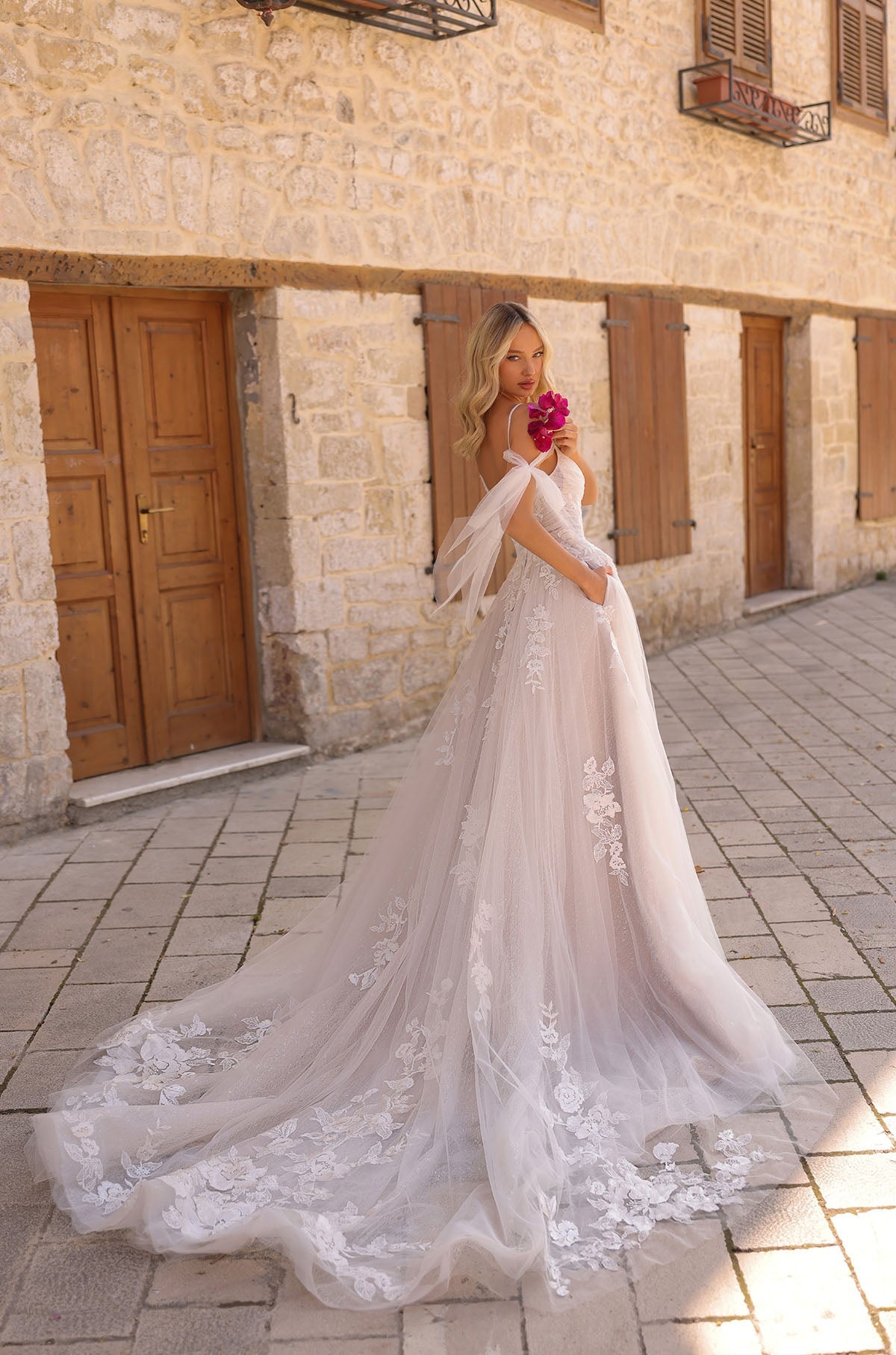 Wedding Dresses Long A Line Lace Applique Bridal Wedding Dress Amarra 85721 Ivory/Ivory