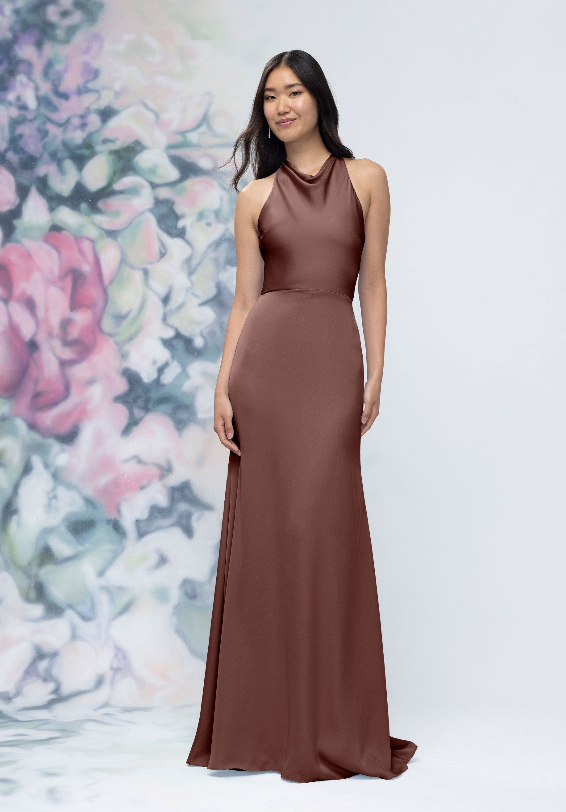 Formal Dresses Formal Long Evening Dress Chocolate-Satin-3030008-Cowl