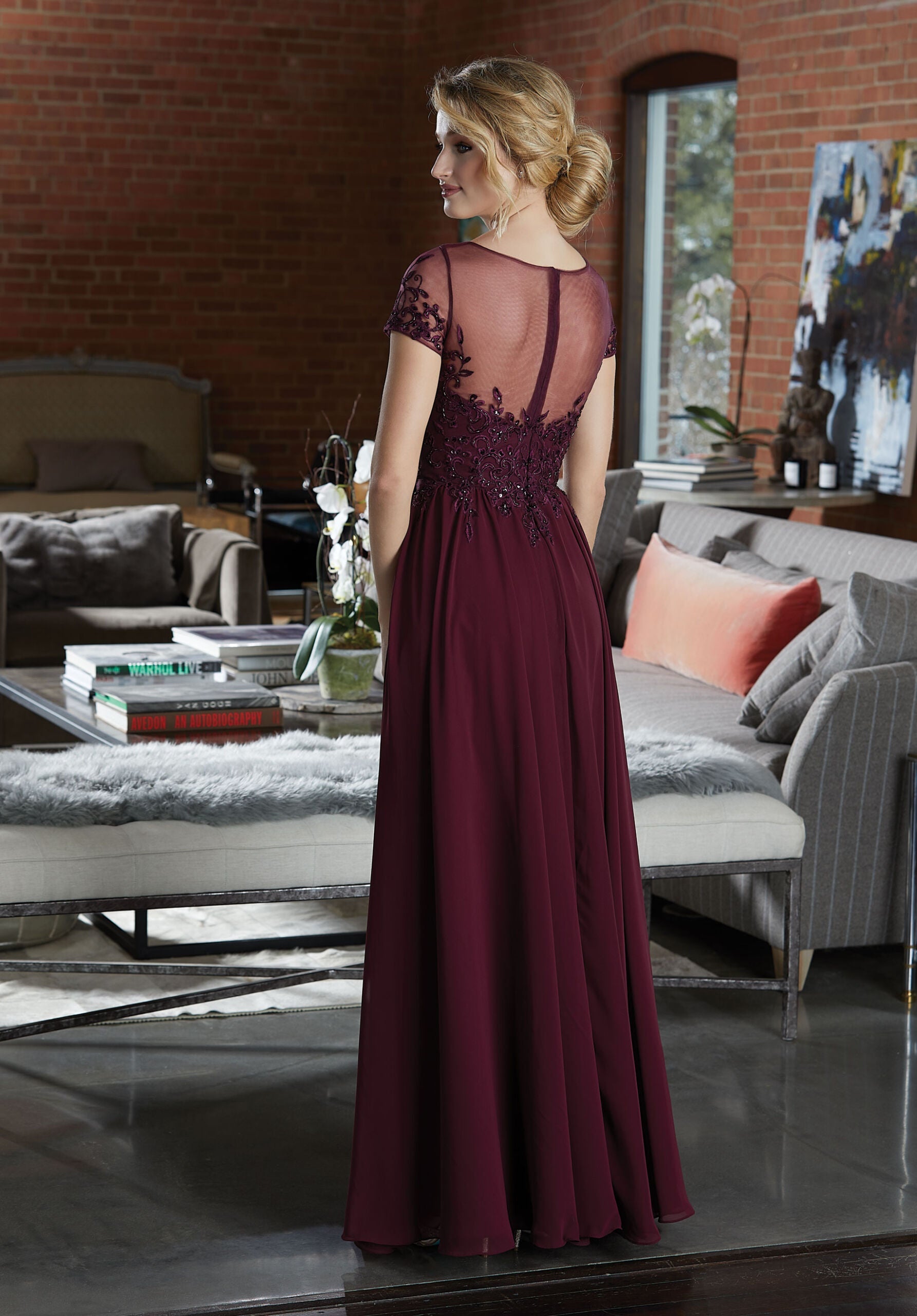 Formal Dresses A Line Beaded Long Formal Dress Claret-Chiffon-21585-Baeded