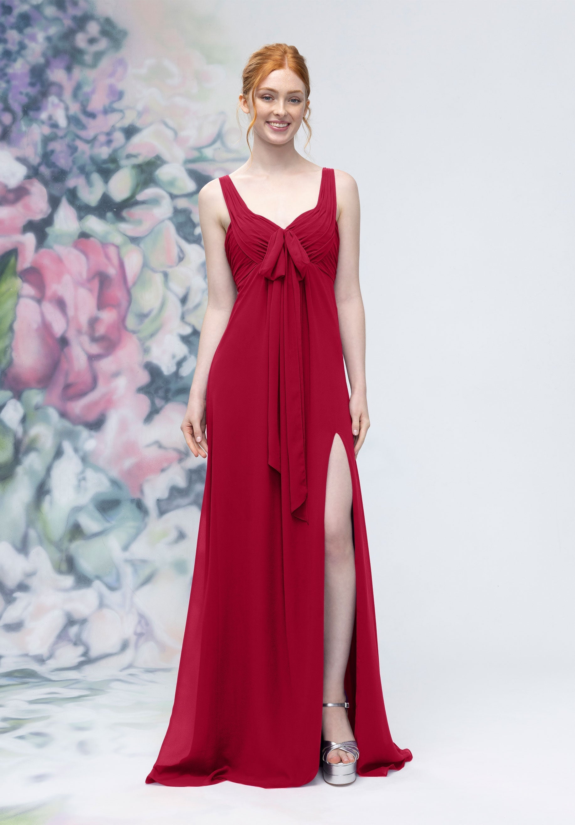 Formal Dresses Formal Slit Long A Line Dress Claret-Chiffon-3030009-Pleated