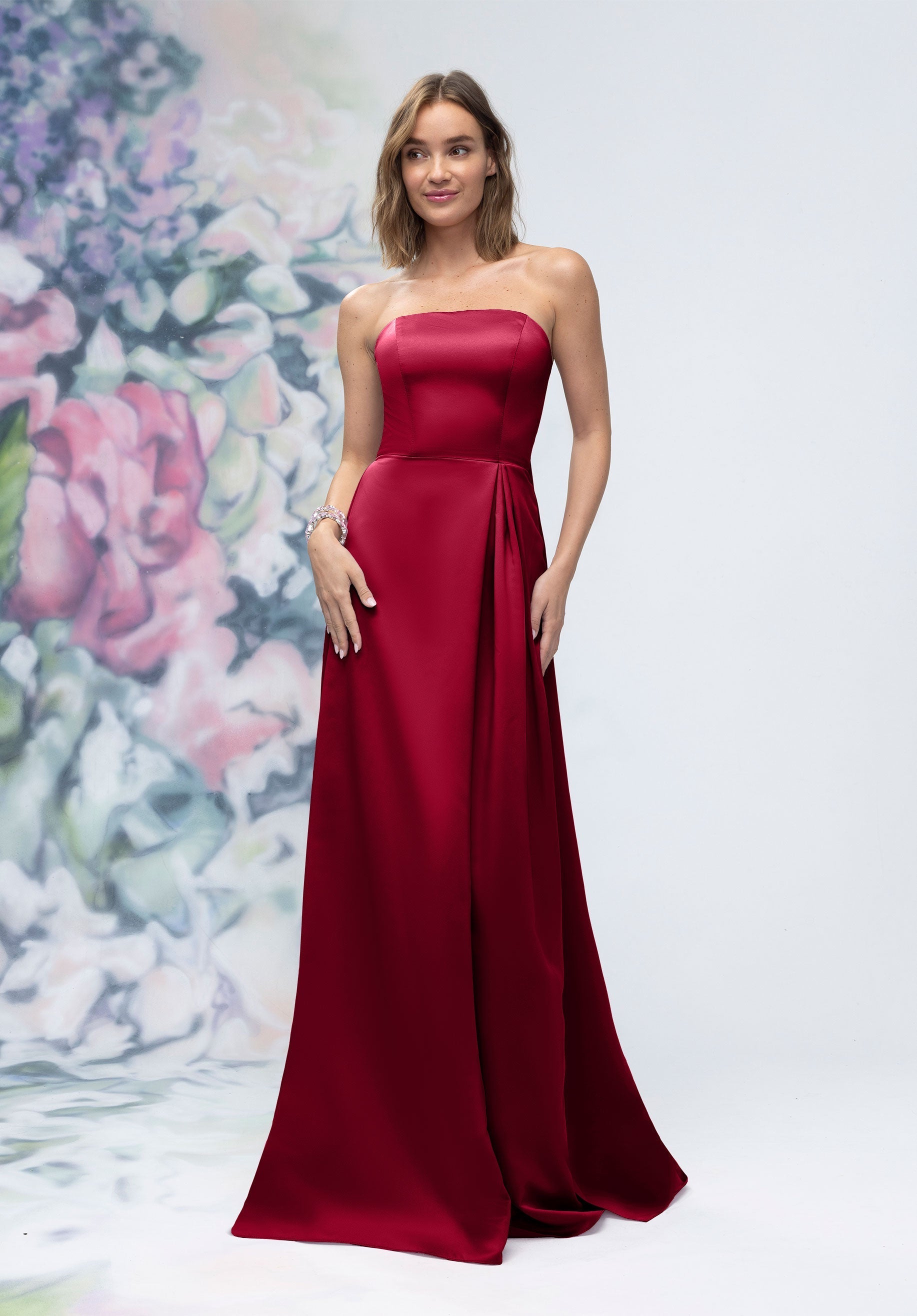 Formal Dresses Long Formal Evening Dress Claret-Satin-3030014-Pleated