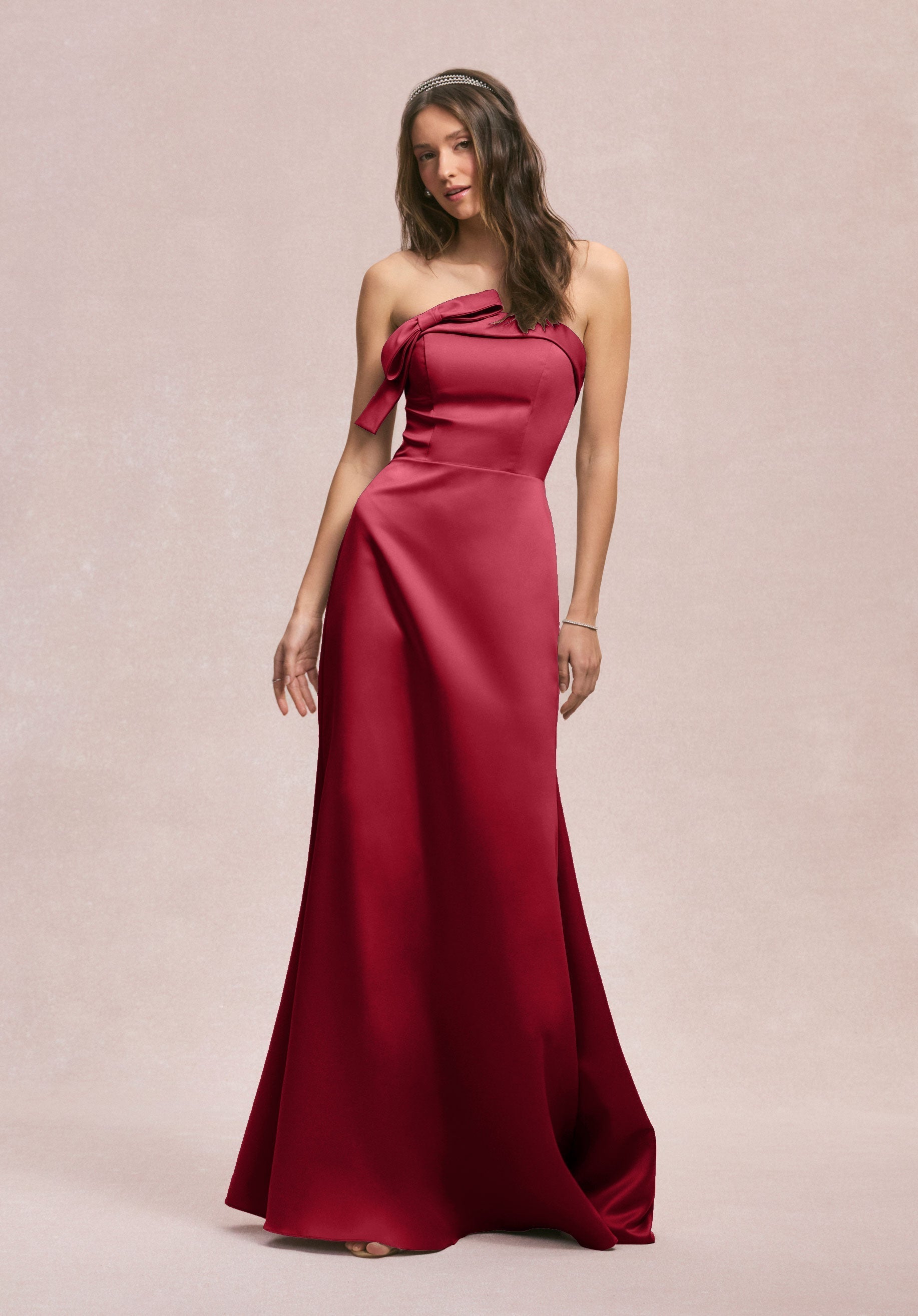 Formal Dresses Formal Long A Line Dress Claret-Satin-31246-Fitted