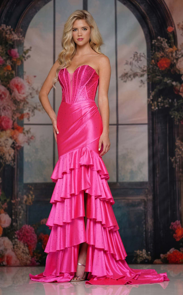 Colors 3925 Mermaid Corset Long Formal Ruffle Prom Dress – The Dress Outlet