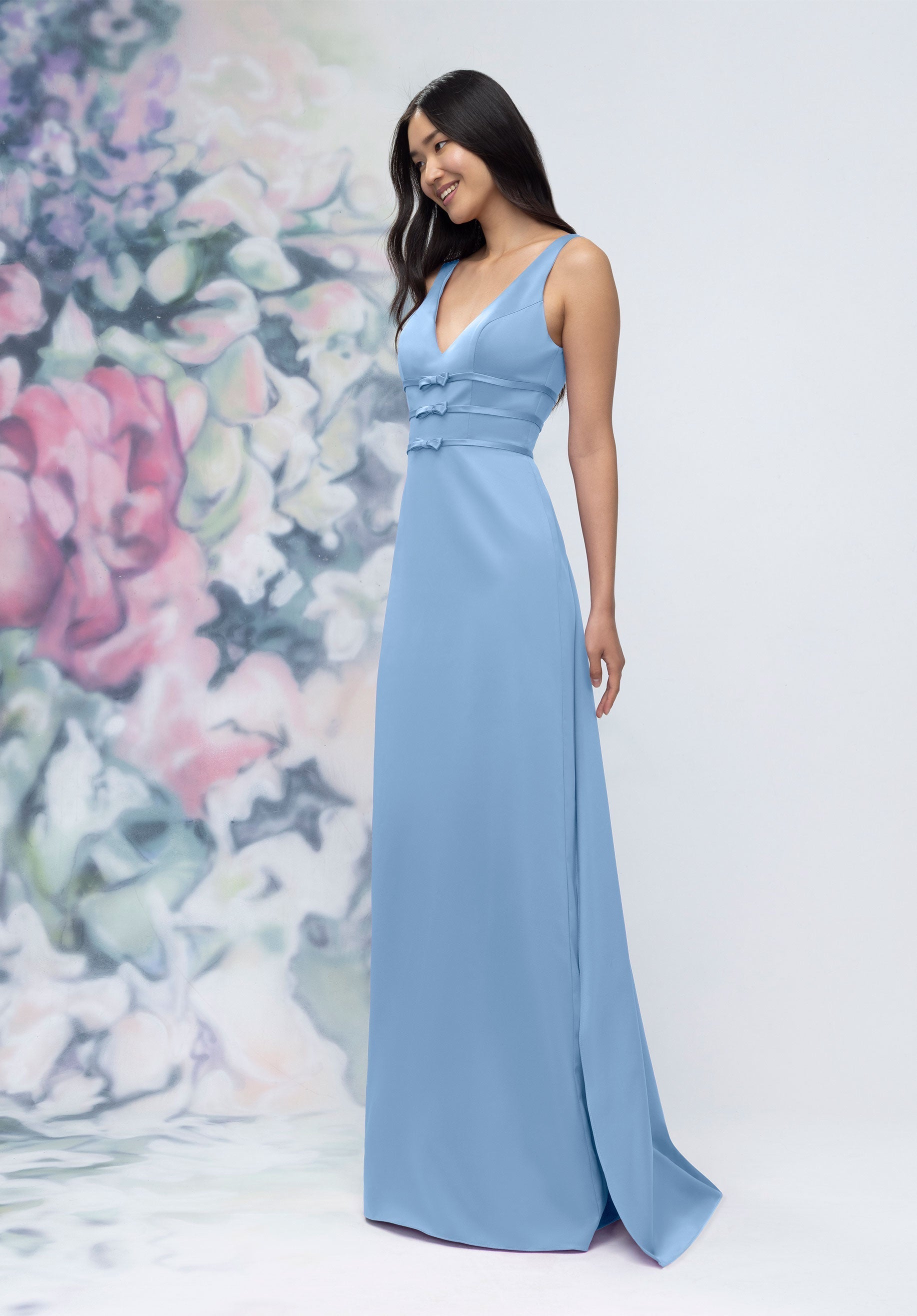Formal Dresses Long Slit Formal Gown Cornflower-Satin-3030013-Train