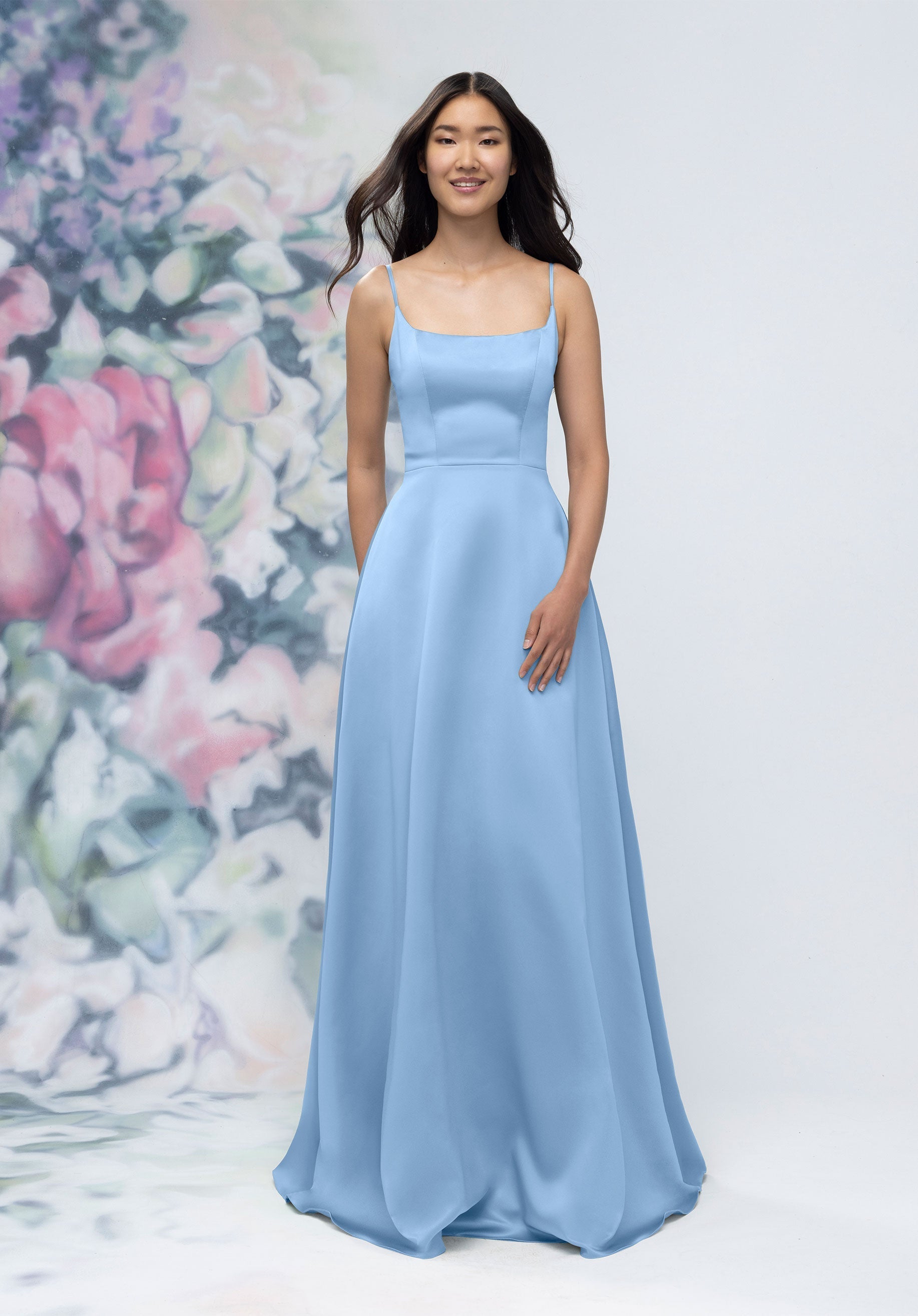 Formal Dresses Formal Long A Line Dress Cornflower-Satin-3030017-A Line