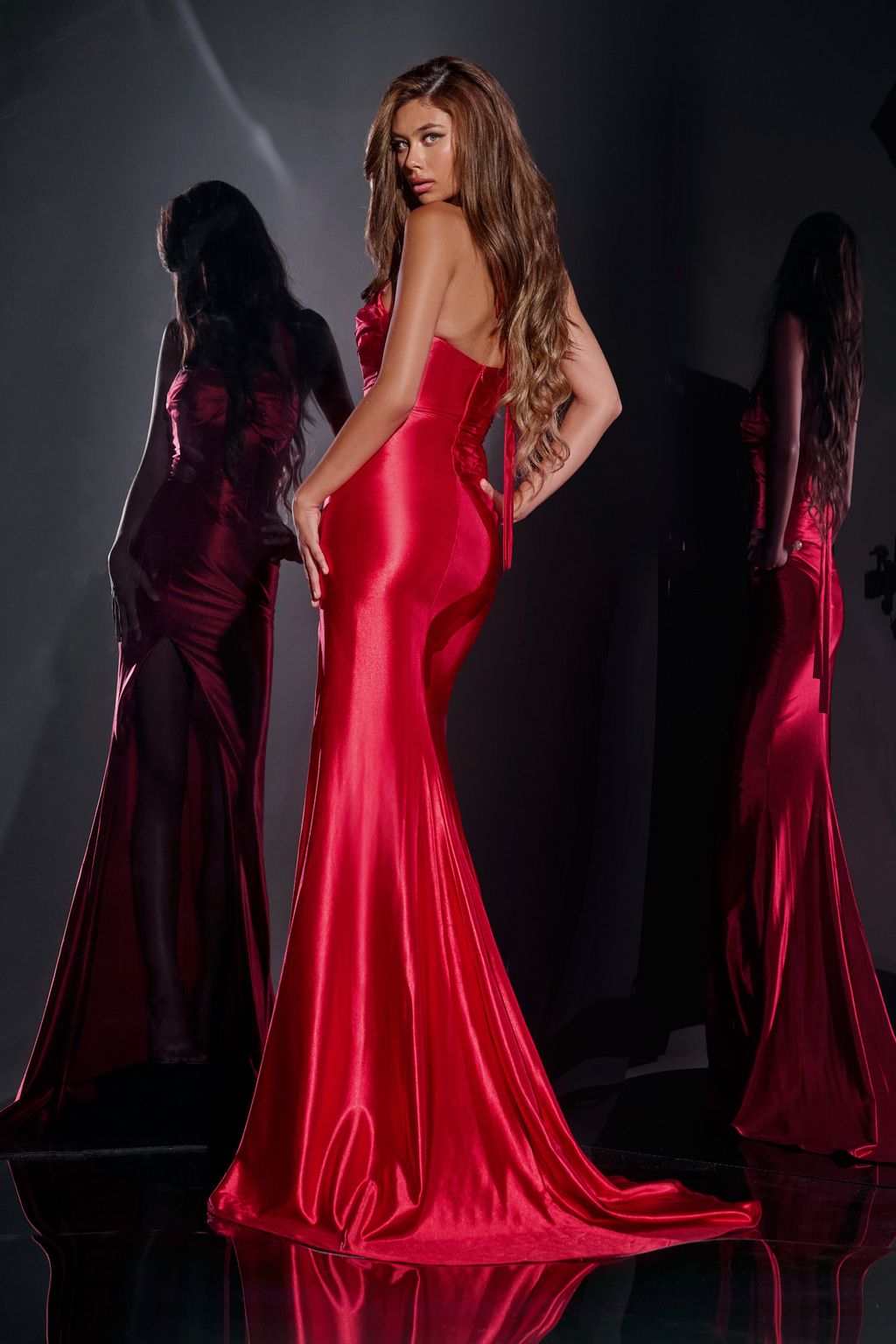 Prom Dresses Long High Slit Formal Prom Dress Red