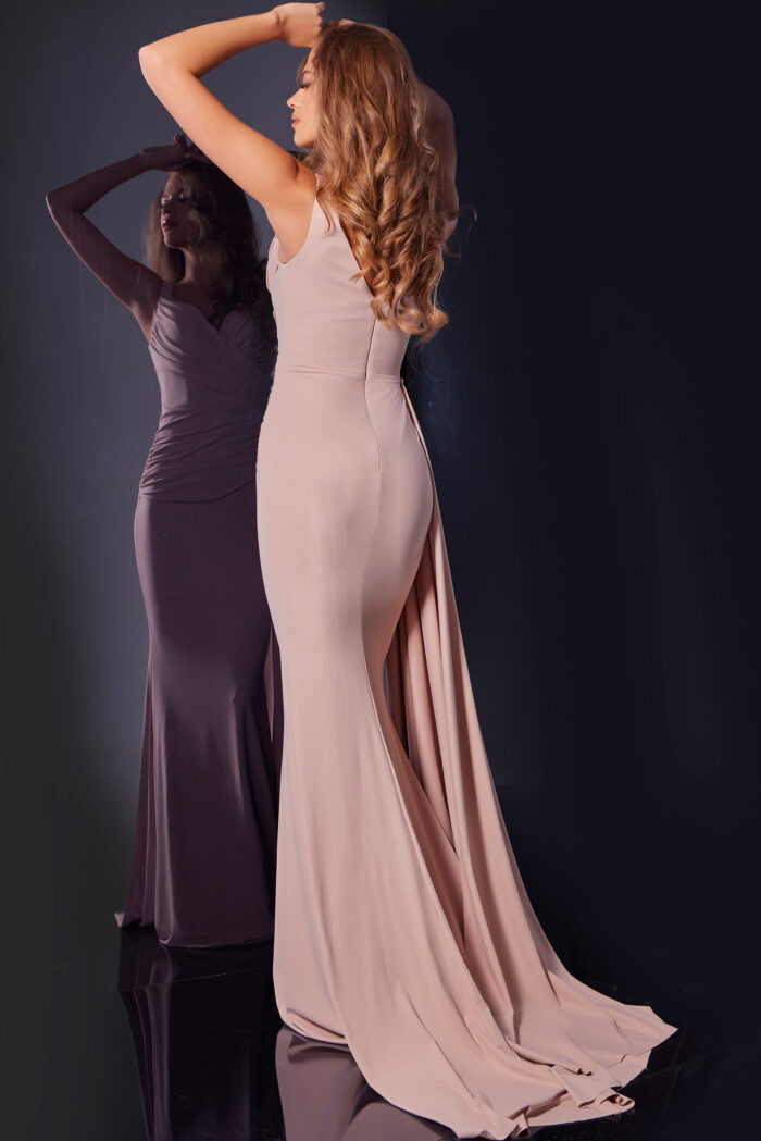 Jovani D5012 Long Ruched Sleeveless Formal Prom Dress