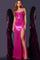 Prom Dresses Beaded Long High Slit Formal Prom Dress  Hot Pink