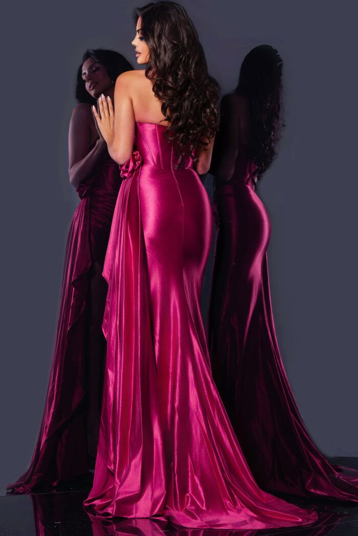 Prom Dresses Long Satin Slit Formal Prom Dress Hot Pink