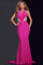 Prom Dresses Fitted Long Halter Neck Formal Prom Dress Magenta