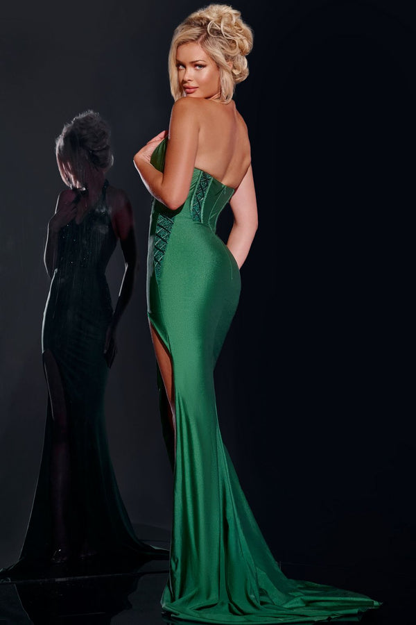 Jovani D5034 Embellished Long High Slit Formal Prom Dress