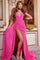 Prom Dresses Fitted Long Formal Glitter Prom Dress Pink
