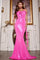 Prom Dresses Sequin Long Formal Mermaid Prom Dress Hot-Pink