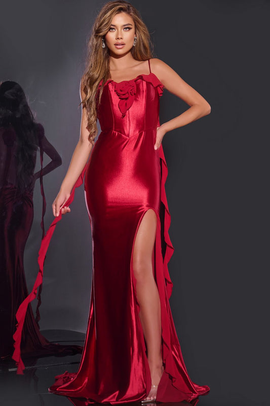 Prom Dresses Mermaid Long Formal High Slit Prom Dress Red