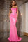 Prom Dresses Long Fitted Glitter Formal Prom Dress Hot-Pink