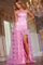 Prom Dresses A Line Long Formal Ruffle Prom Dress Pink/Print