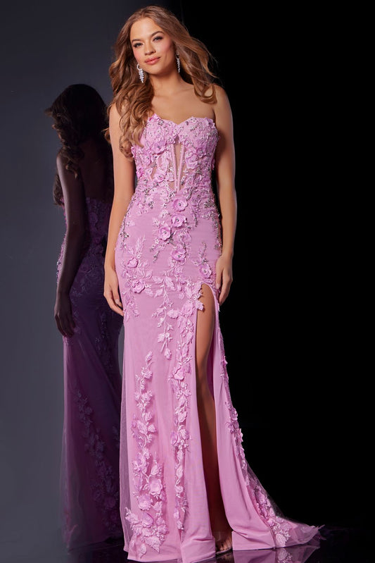 Prom Dresses Fitted Long Floral Formal Prom Dress Pink