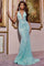 Prom Dresses Sequin Long Formal Beaded Prom Dress Light Blue