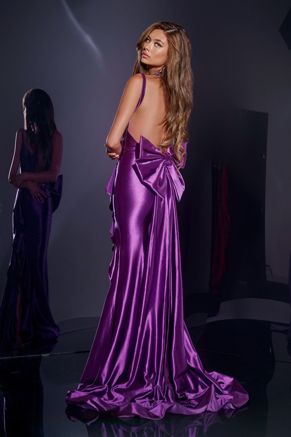 Prom Dresses Long Ruffle Detail Formal Prom Dress Purple