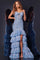 Prom Dresses Sequin Long Floral Glitter Formal Prom Dress Blue
