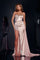 Prom Dresses Fitted Long Formal High Slit Prom Dress Champagne