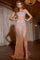 Prom Dresses Sequins Fitted Formal Long Prom Dress Nude/Silver
