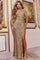 Prom Dresses Fitted Sequin Formal Long Prom Dress Gold