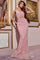 Prom Dresses Beaded Long Formal Fitted Prom Dress Pink
