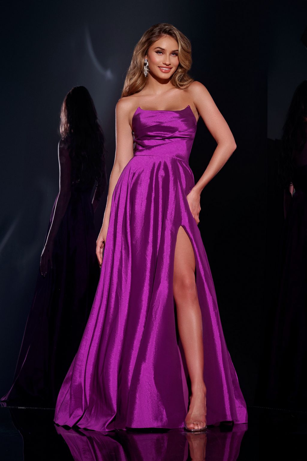 Prom Dresses A Line Slit Long Formal Prom Dress Plum