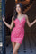 Cocktail Dresses Homecoming Fitted Short Sequin Print Cocktail Dress Fuchsia